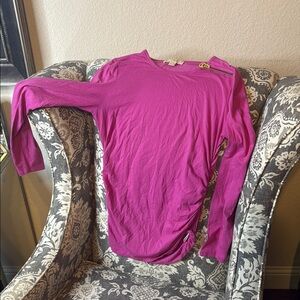 MICHAEL Michael Kors Pink Ruched Long Sleeve Top